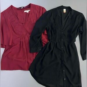 Two Pack V-Neck Blouse Maroon & Black